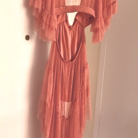 Spell & The Gypsy Grace Cut-out Sheer Tulle Gown Peach Small NWT $800+ - Picture 9 of 12